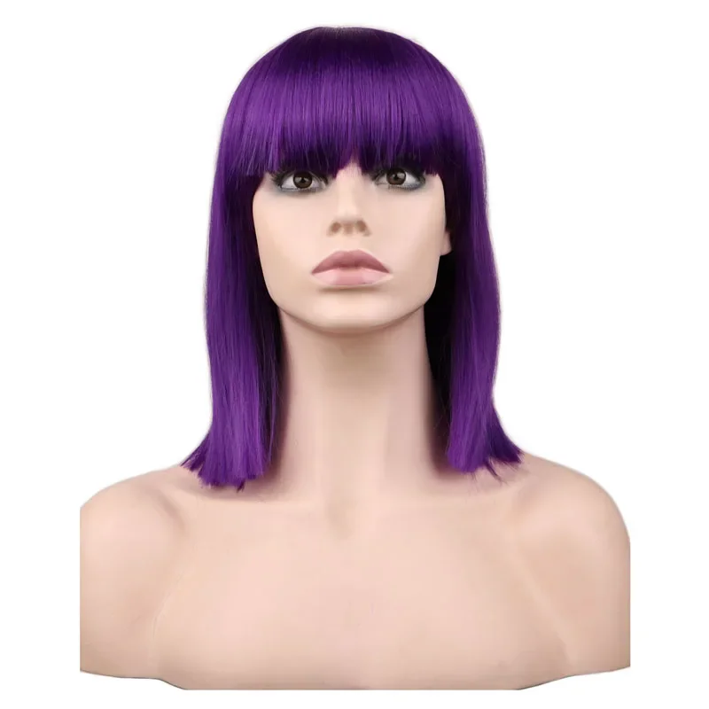 Anime Ennui Short Purple Wig Costume Wig for Halloween Cosplay Party Synthetic Party Fairy inside out Wigs