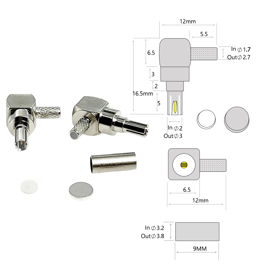 1 or 10pcs CRC9 TS9 Male Plug Straight Right Angle Crimp for RG174 RG316 LMR100 Cable RF Connector 3G USB MODEM