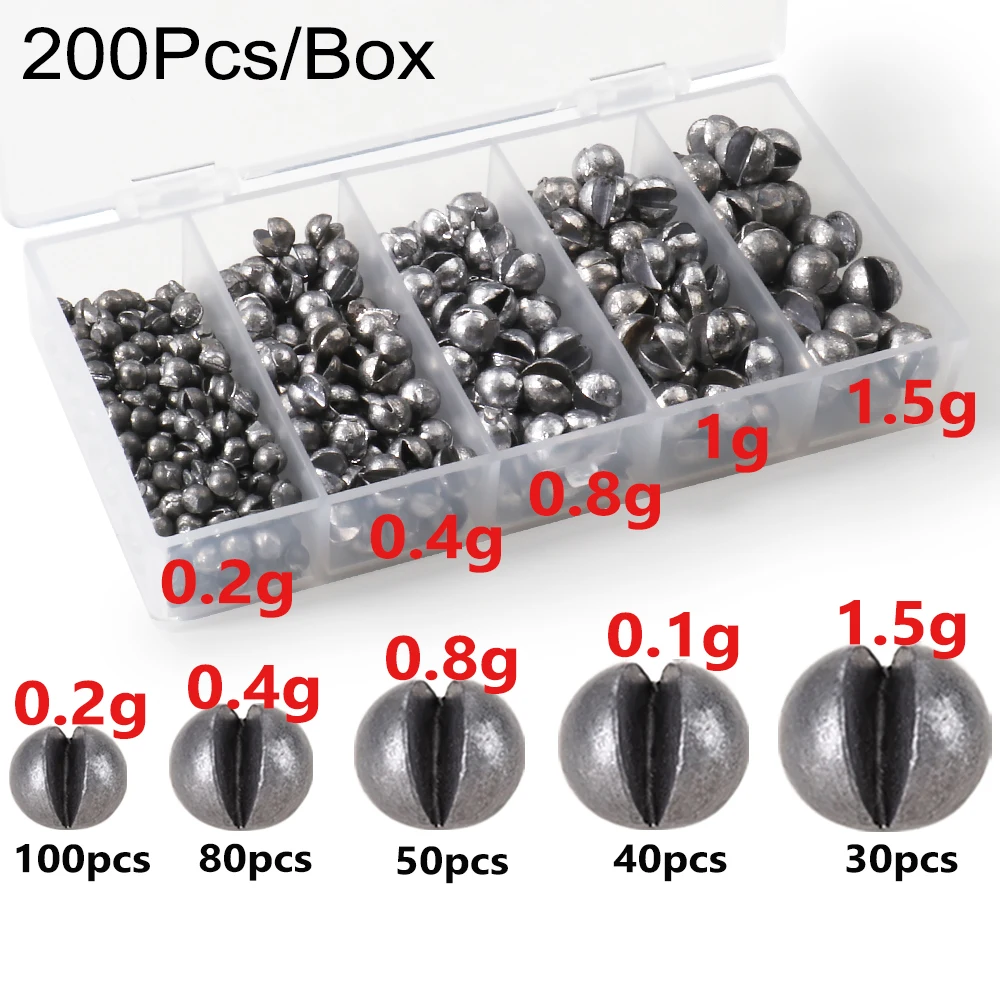 100-500 Stuks Split Shot Legering Visgewichten 0.06g-5g Verwijderbare Clip Op Sinkers Draagbare Doos Zoetwater Zoutwater Visgerei