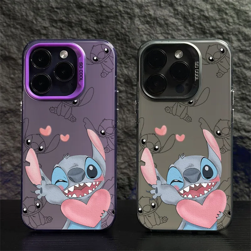 Luksusowe, odporne na wstrząsy etui na iPhone 15 14 13 12 11 Pro Max Plus XR XS X 7 8 SE2 miękkie silikonowe etui Disney Stitch Winne Pooh Bear