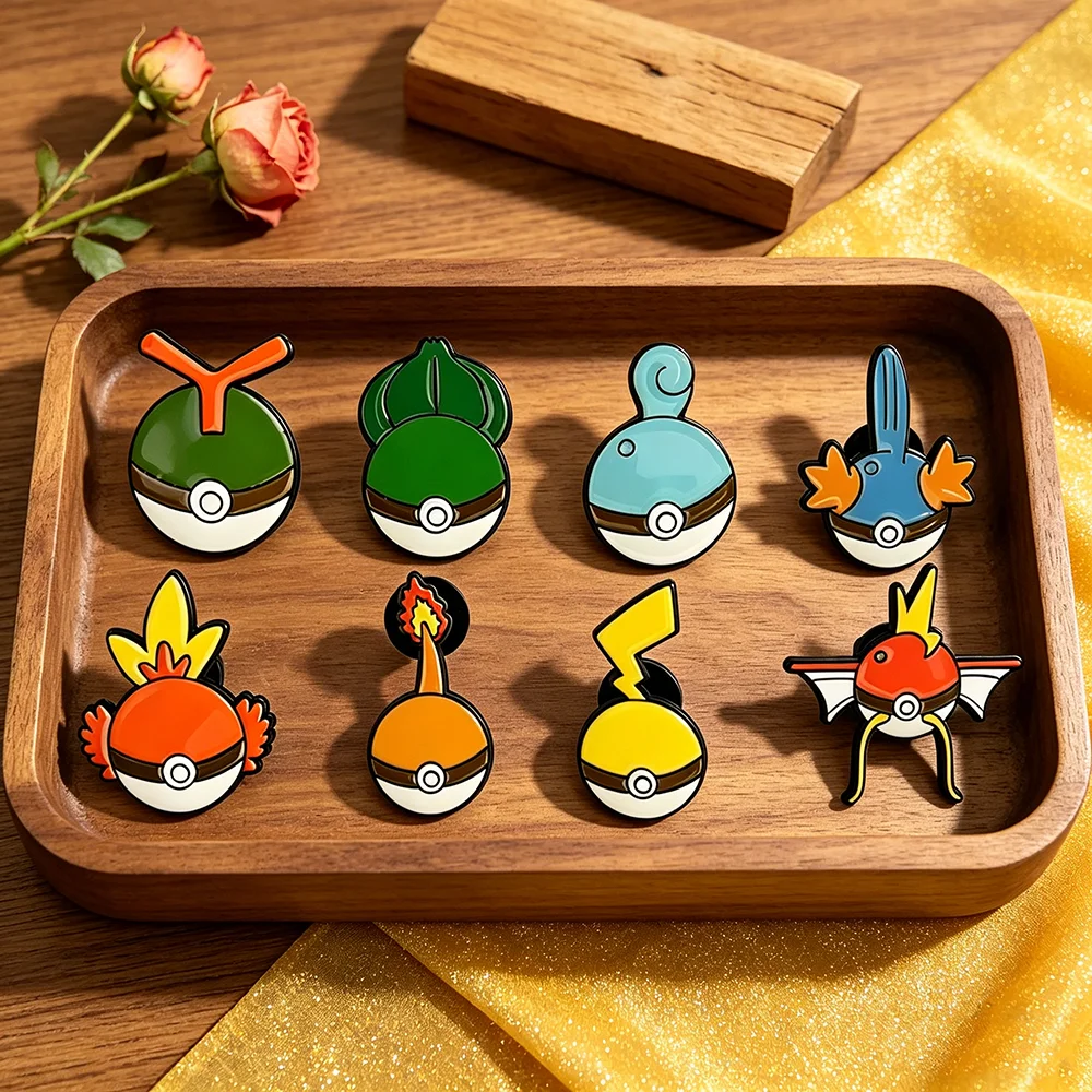 8Pcs/Set Pokemon Cartoon Anime Enamel Brooch Set Cute Animal Metal Lapel Pins Funny Cosplay Jewelry Accessories Gift for Friends - view 4