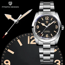 PAGANI DESIGN NH35 Automatic Mechanical Watches 36mm Sapphire AR Coating Waterproof Stainless Steel Watch for Men