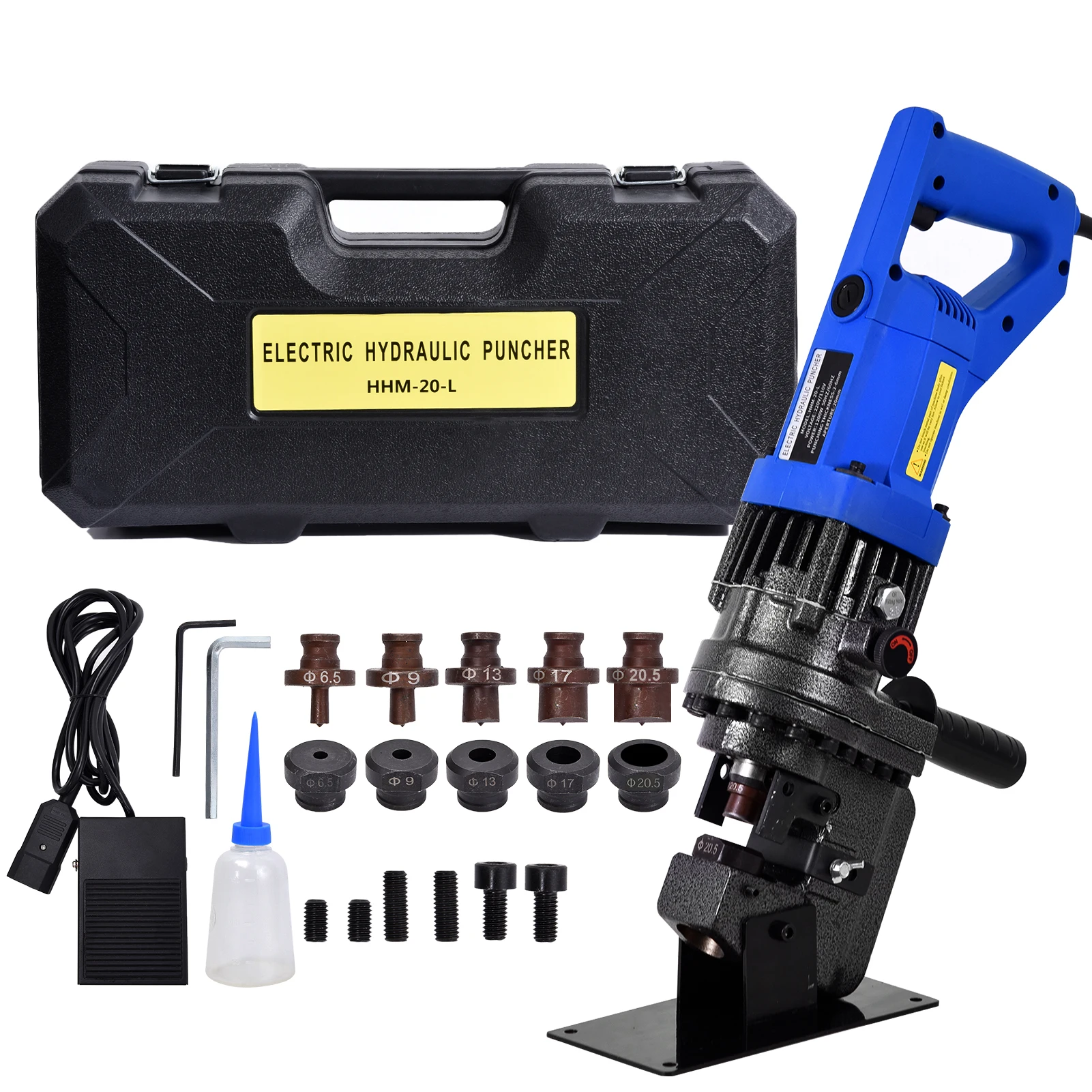 

Hydraulic Hole Punch, Electric Hydraulic Punch with 5 Dies, Portable Hole Digger for Iron Copper Steel Aluminum
