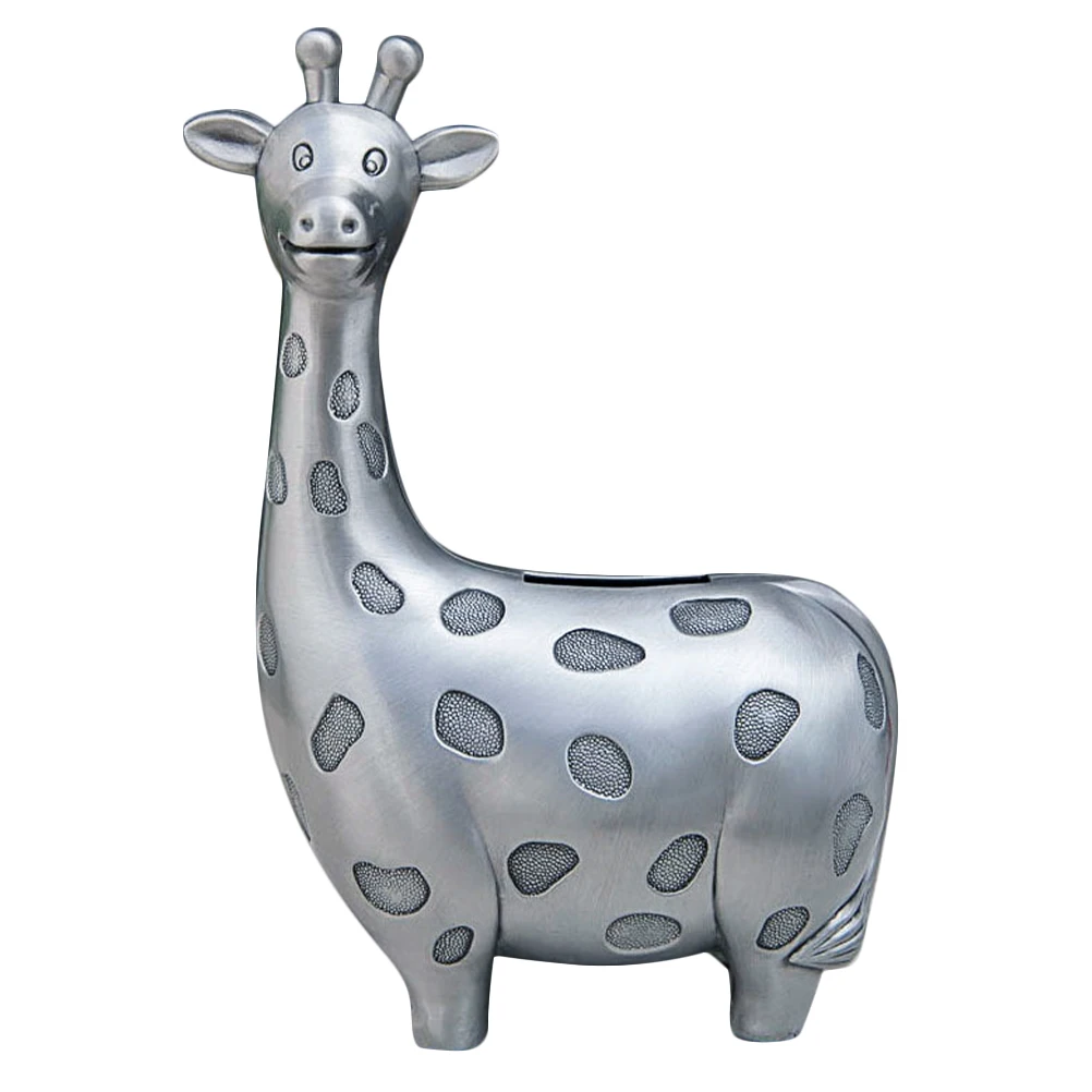 

1pcs Retro Giraffe Piggy Bank Vintage Metal Alloy Coin Bank Savings Box Decorative Home Office Storage Unique Animal Shape