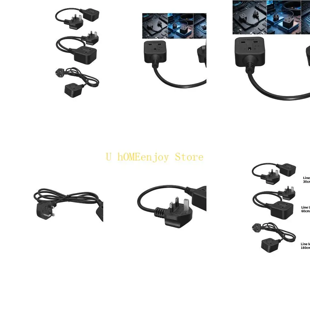 B0KF Premium British Power Extension Cord 3 Prongs Male to Female British Power Extension Cord For Kitchen Workshop Use