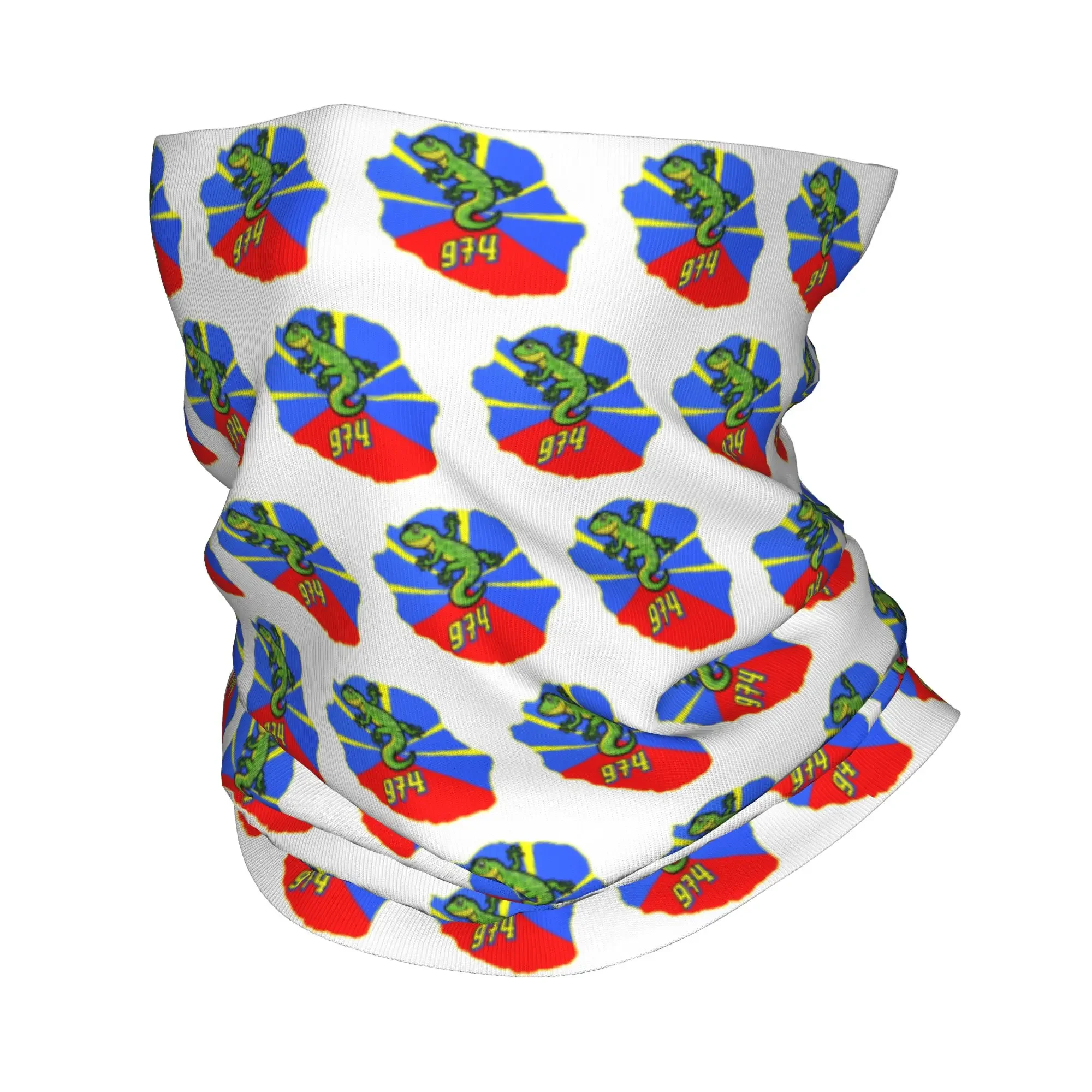 New French Volcanic Reunion Island Flag 974 Neck Gaiter Women Men Windproof Winter  Bandana Scarf for Ski