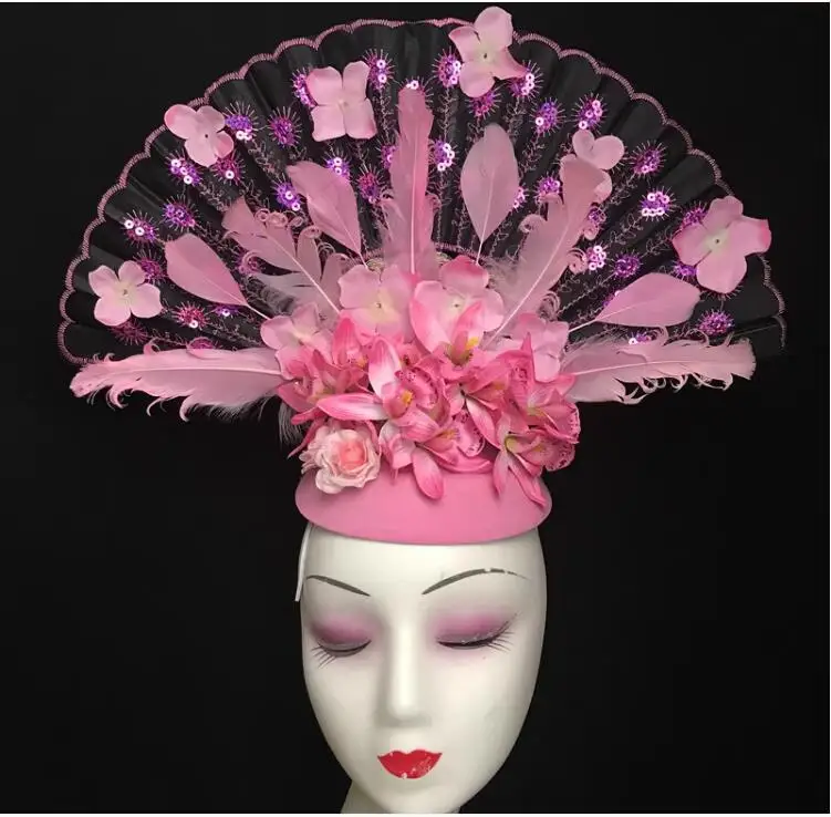 Chinese Style Personalized Bridal Headwear, Stage Walk, Exaggerated Design Fan