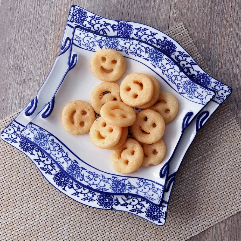 

Необычная керамическая тарелка, ручная роспись, сине-белая, обеденная тарелка для фруктового салата, посуда для домашнего отеля и ресторана