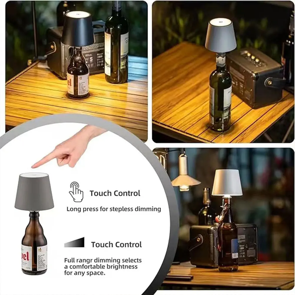 Bezprzewodowa lampa na butelkę Lampa stołowa Bezprzewodowa lampa nastrojowa Akumulatorowe lampy dotykowe 3-kolorowe światło do dekoracji restauracji i baru