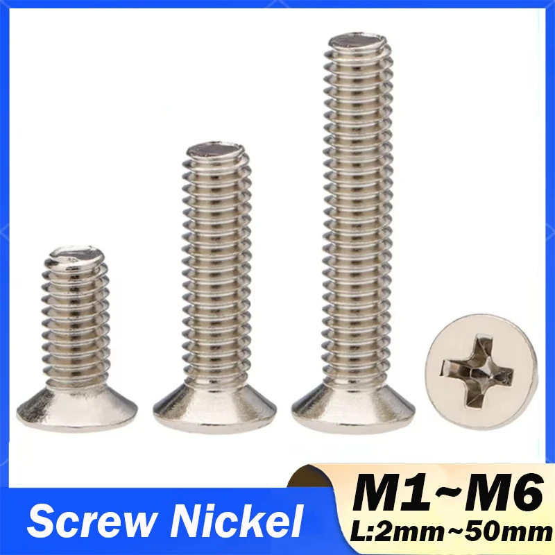 M1 M1.2 M1.4 M1.6 M1.7 M2 M2.5 M3 M3.5 M4 M5 M6 KM Screw Nickel Plated Electronic Repair Screw for Eyeglasses Laptops.