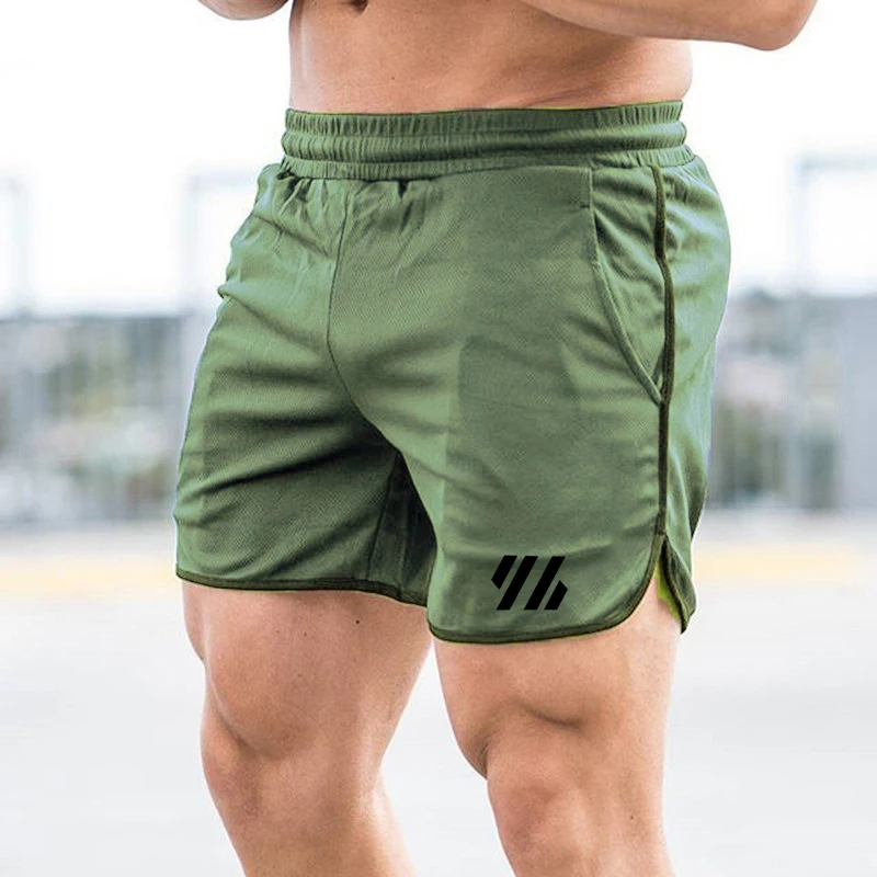 New Fitness Muscle Breathable Brother Sports Shorts Running Quick Dry Pants Summer Slim Training Quarter Pants (1)