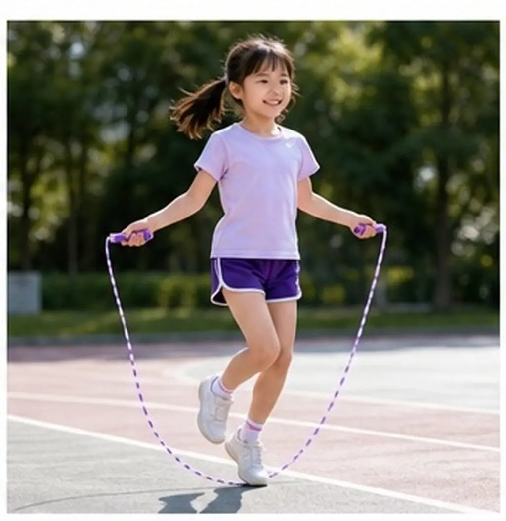 Bamboo Skipping Rope Cartoon Beaded Segment Purple for Men Women Fitness Workout Cable Jump Rope Multipurpose Training