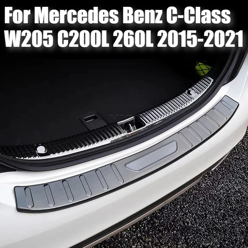 For Mercedes Benz C-Class W205 C200L 260L 2015-2021 Car Stainless Rear Bumper Protector Trunk Door Plate Cover Trim