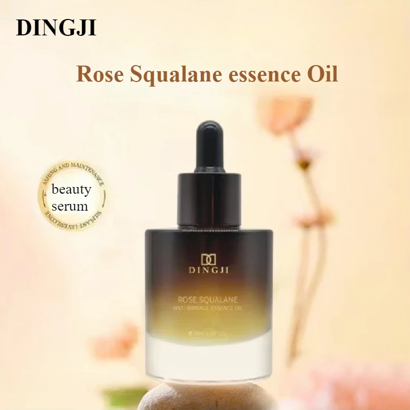 DingJi Rose Squalane Moisturizing Facial Essence Nourishing Essential Oil 30ml Soothing and Shrinking Pores Face Serum Skincare