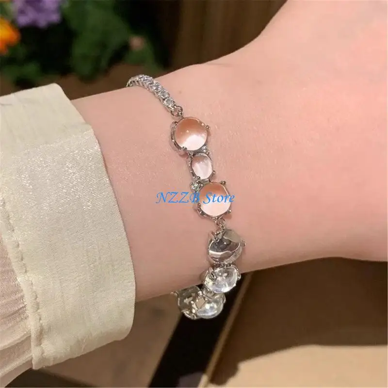 

T21F Elegant Beaded Bracelet Adjustable Sparkling Bracelet Crystal Beads Bracelet