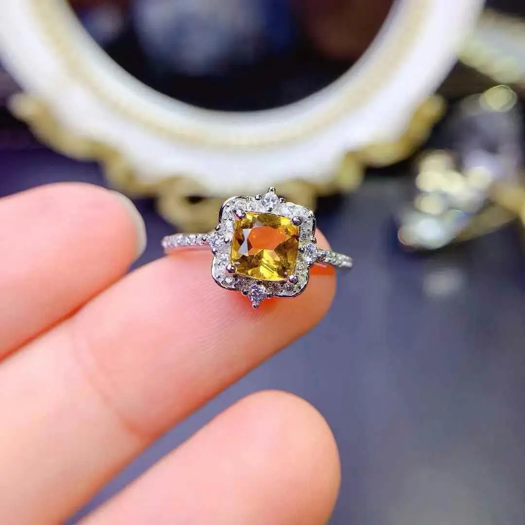 

Elegant Gift For the We Natural And Real Citrine Rings For Women Real 925 Sterling Silver Jewelry Ring Wedding Anniversary Ring