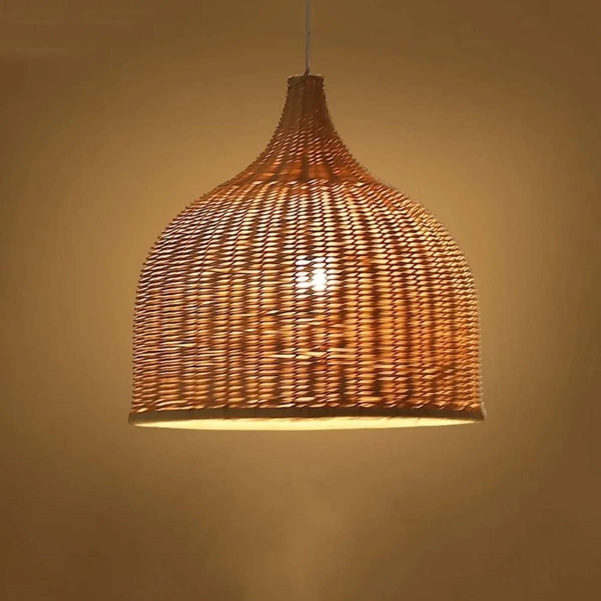 JOYINLED Eco-friendly Rattan Pendant Light, Southeast Asian Style Woven Bamboo Chandelier for Kitchen Island Dining Room Bedroom