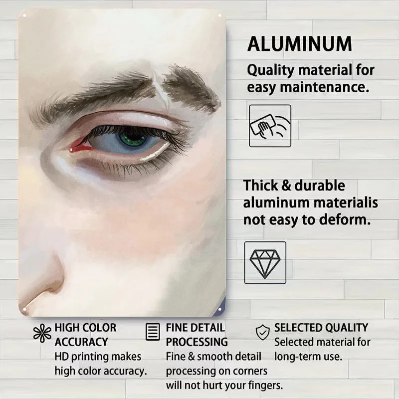 العين المقربة مع علامة معدنية قزحية خضراء اللوحة ملصق جدار الفن جدارية تخصيص القصدير اللوحة ل جدار الفن الديكور الرجعية #4