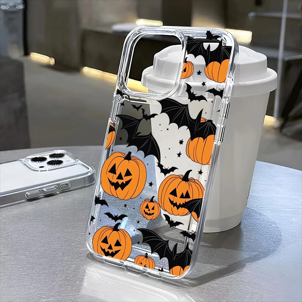 

Halloween pumpkin bat ghost phone case for iPhone16Pro Max 16Pro 16Plus 16 15 Pro Max 15Pro 15 13 13Pro 14 12 11Pro Max Plus