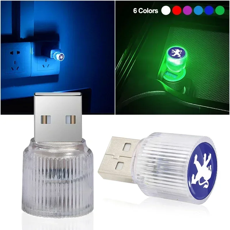 USB Car LED Light Auto Interior Atmosphere Light Car Accessories For Peugeot 308 307 206 208 207 3008 508 407 2008 5008 106