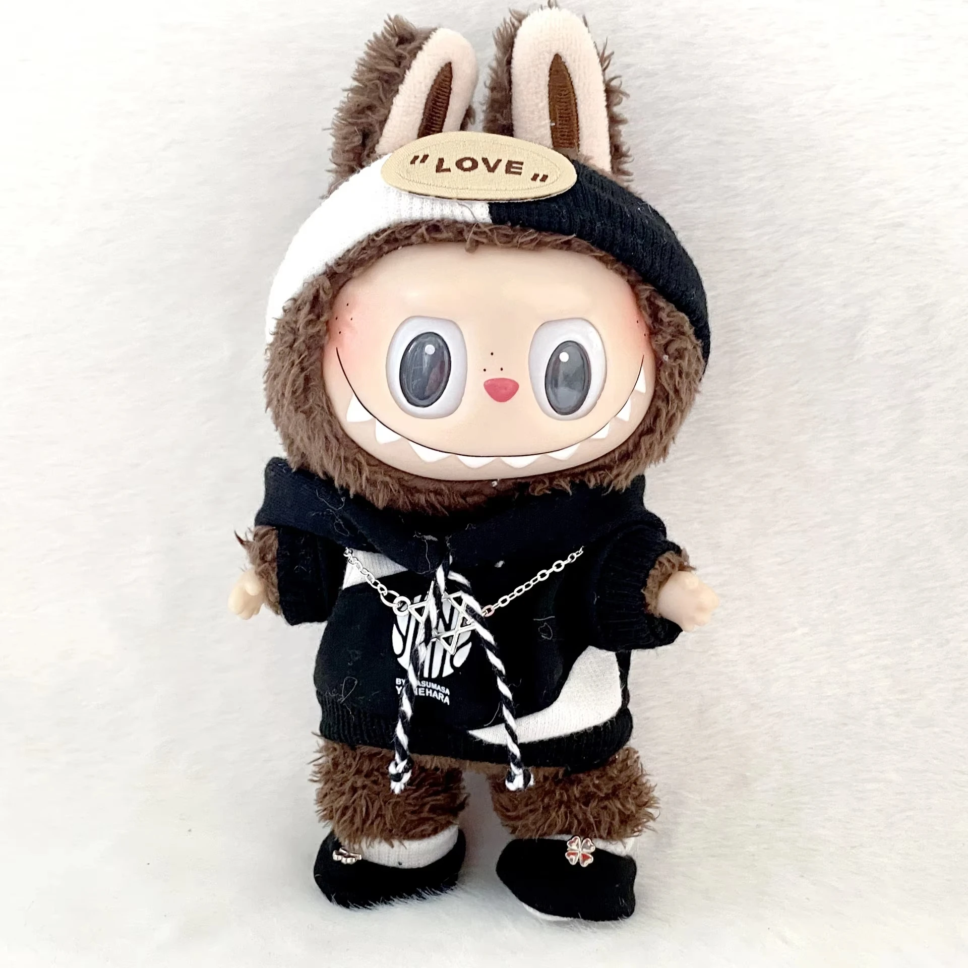 

Cute Plush Doll Casual Hoodie Black Suit Fashion Sweatshirt Jacket Outfit Clothes for Labubu Clothes Gifts Waist Bag