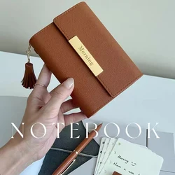 A5 A7 PU Leather Portable Pocket Notebook Binder Journal Diary Support Customized Agenda Planner Notepad Gift School Stationery