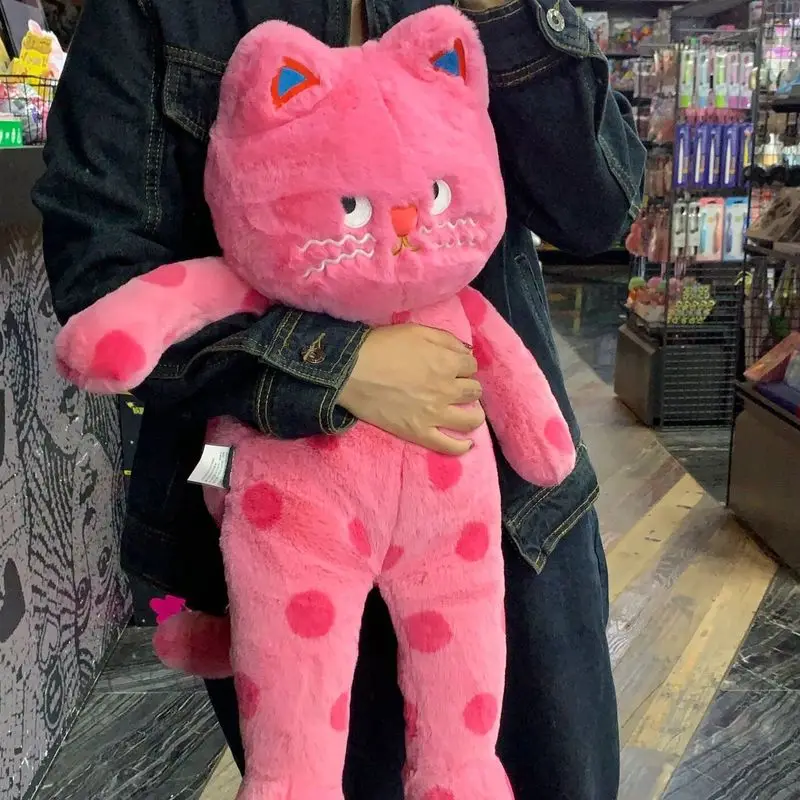 2024 Internet Celebrity Pink Polka Dot Cat Doll Sleeping Cat Plush Doll Companion Sleeping Doll Surprise Gift Plush Pillow