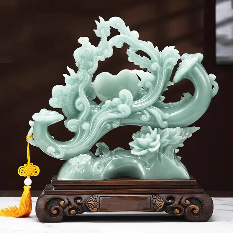 Dragon and phoenix auspicious ornaments Chinese style living room decorations Home decor  accessories Wedding gift Resin crafts