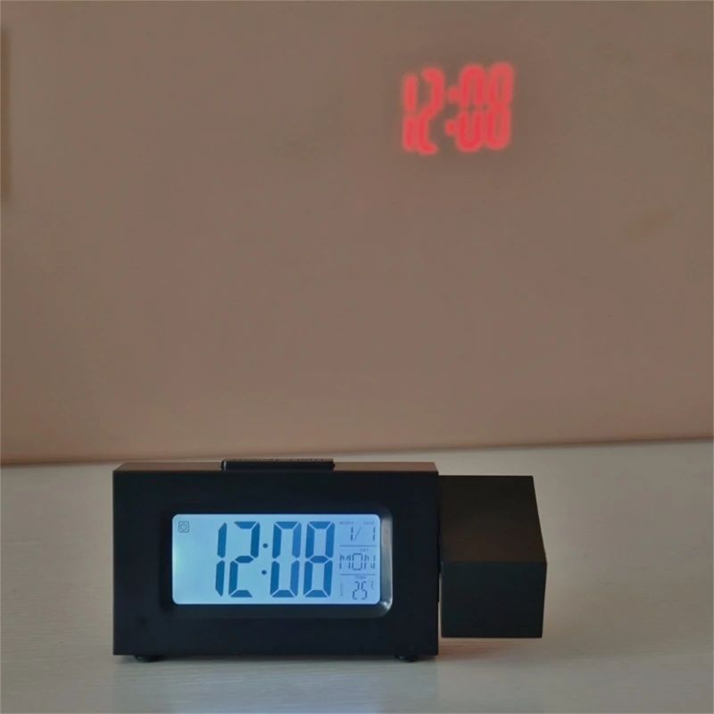 Bedroom Alarm Clock with Projection Time View LCD Backlit Temperature Display