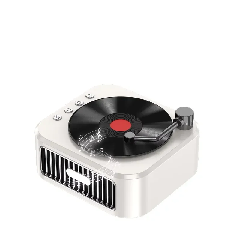 BOLRZO Creative Mini Vinyl Record Player Vintage Outdoor Portable Desktop Speaker Suitable for 5.3 Speakers Built-in Battery