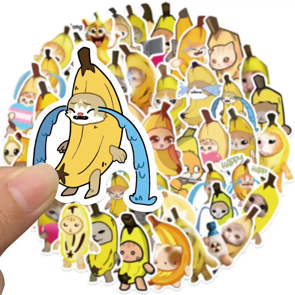 10/50pcs Cute Funny Banana Cat Meme Stickers Aesthetic DIY Skateboard Fridge Guitar Motorcycle Luggage Waterproof Cool Sticker