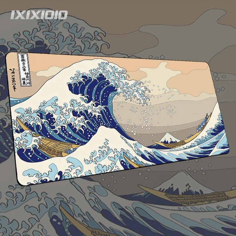 Japanese Great Wave Mouse Pad Gaming XL Large Home Computer Mousepad XXL Mechanical Keyboard Pad Office Natural Rubber PC