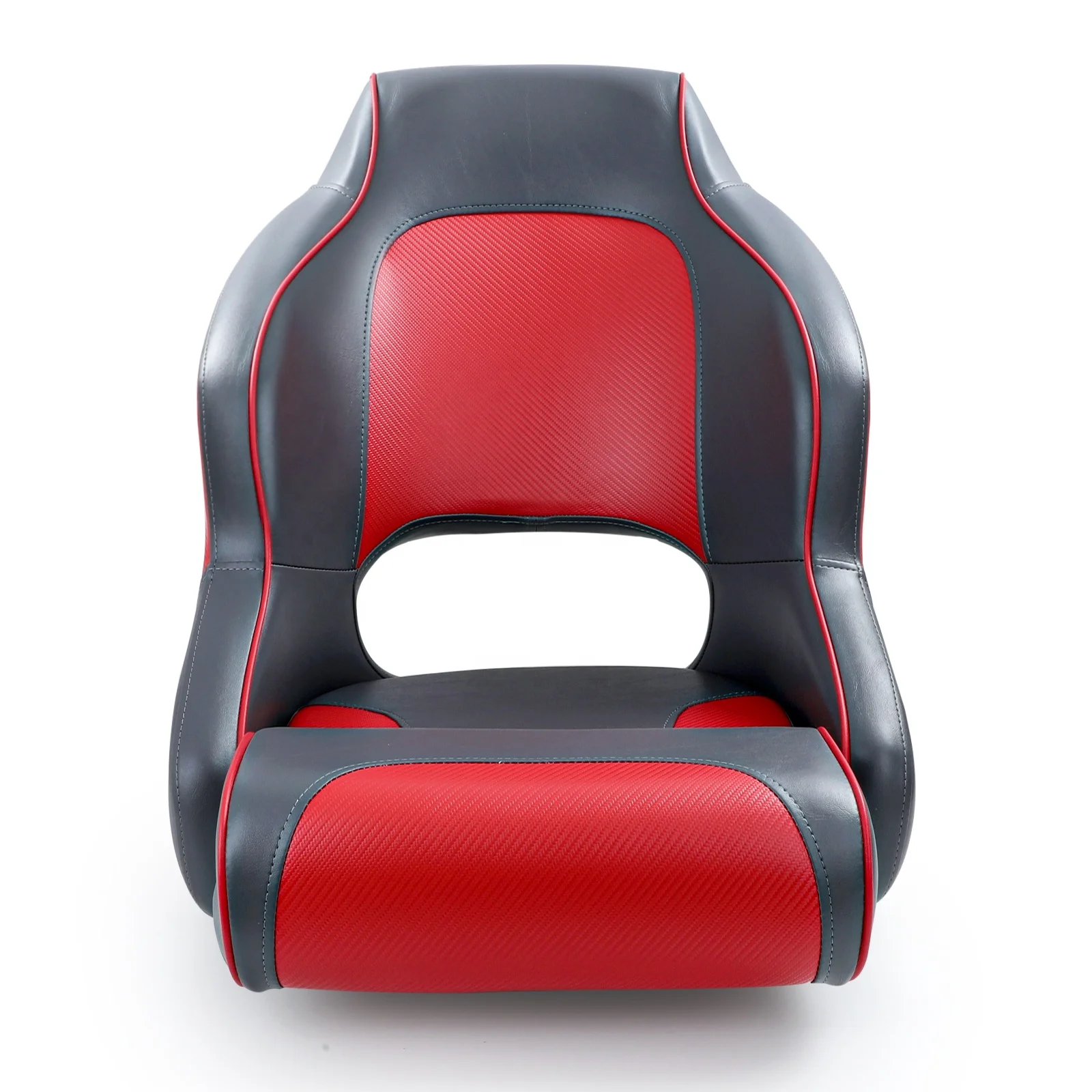 Asiento de barco gris en rojo con cojín tapizado completo Asiento de pasajero de yate para barco marino de alta calidad
