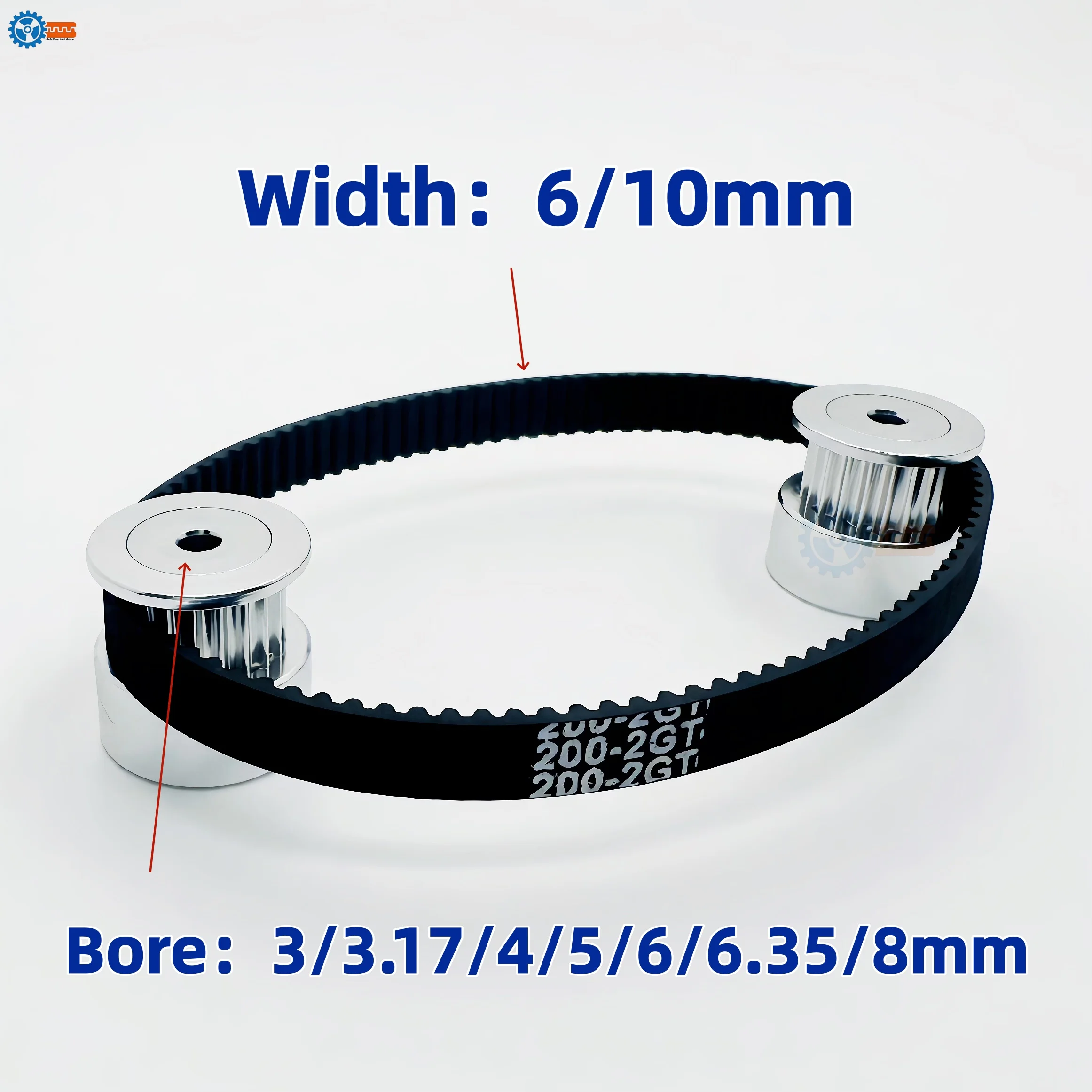 20T 20Teeth 2GT Pulley Belt Kit Belt Width 6/10mm Reduction 1:1 Bore 3~8mm 3D Printer Synchronous Wheels GT2 Timing Pulley Set