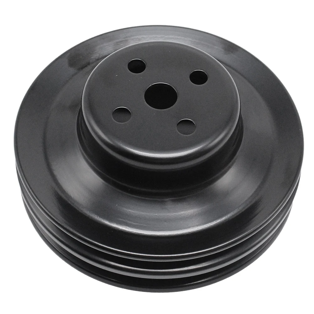 AEF2-Car Water Pump Pulley 2 Groove Black Steel For Ford Small Block 260 289 & 351W Motors From 1965-1969 8975BK