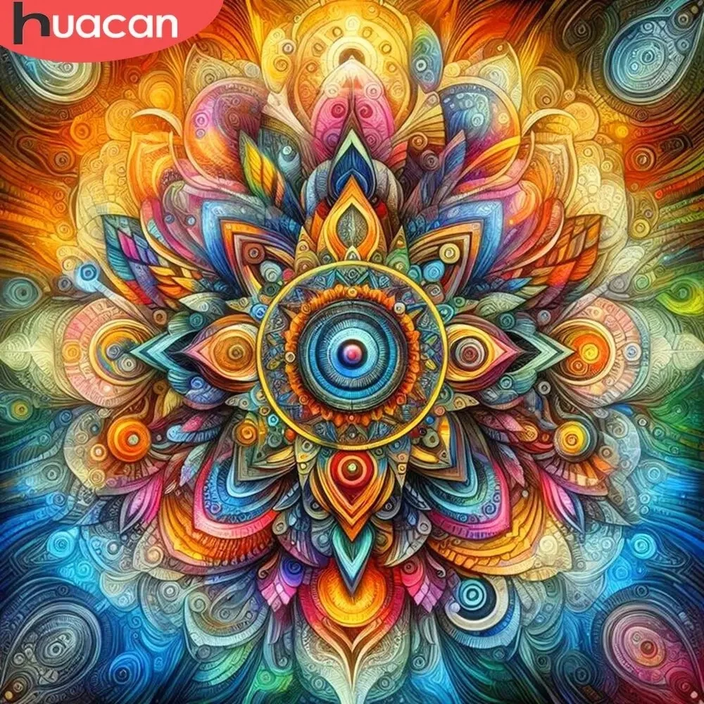 HUACAN Mandala Diamond Painting Cross Stitch Flower DIY Full Mosaic Flower Embroidery Abstract Home Decoration