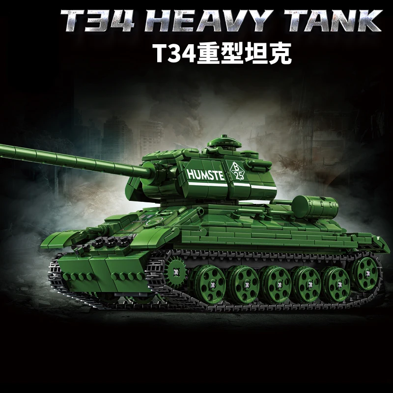 

WW2 Военный тяжелый танк Строительные блоки Советский T-34 Средний танк Модель Тигра I Боевой танк Кирпичи Армейское оружие Игрушки Мальчик DIY Подарки