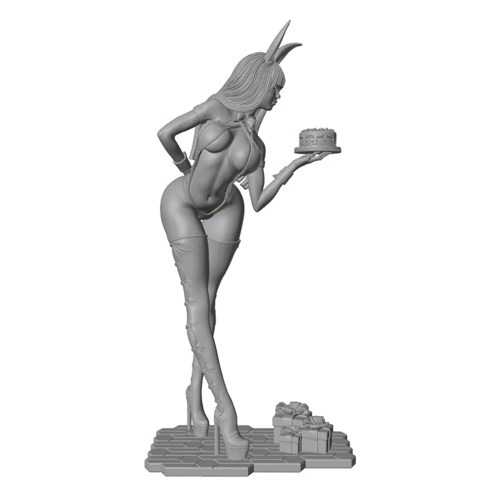 1/24/12/6 Holiday party theme bunny girl character, cute girl resin model kit GK mini 3D printed gray model statue, not painted view 5