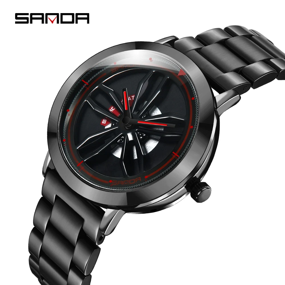 

Fashion Top Brand Luxury Sanda Military Leather Mesh Steel Wheel Analog Quartz Clock Men's Sport Waterproof Cool Wrist Watches