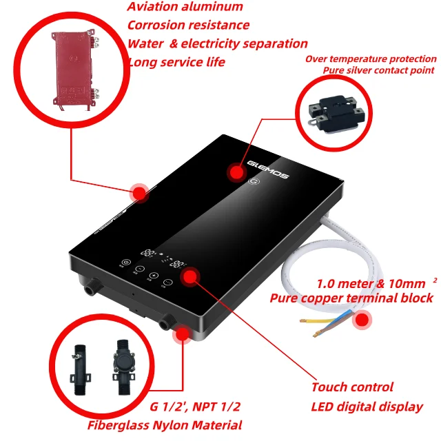 Herstellungspreis 12 kW, einfache Installation, schnelle Erwärmung, sofortiger elektrischer Warmwasserbereiter für gewerbliche Haushalte, Hotels, ganzes Haus