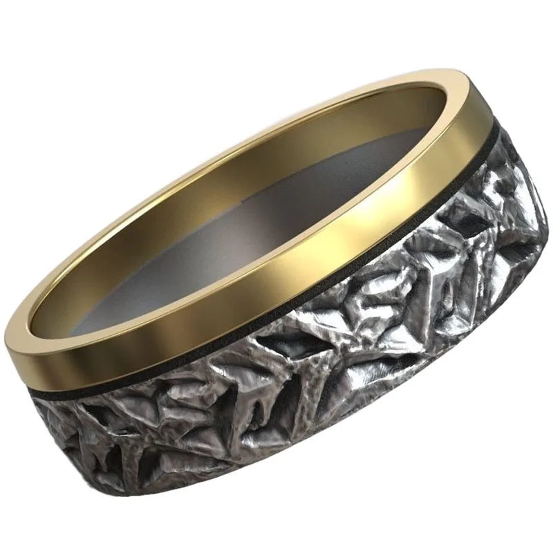 

4-7g Authors Texture Pattern Gold Wedding Couple Gold Rings Customized 925 Solid Sterling Silver Ring Many Sizes 6-13