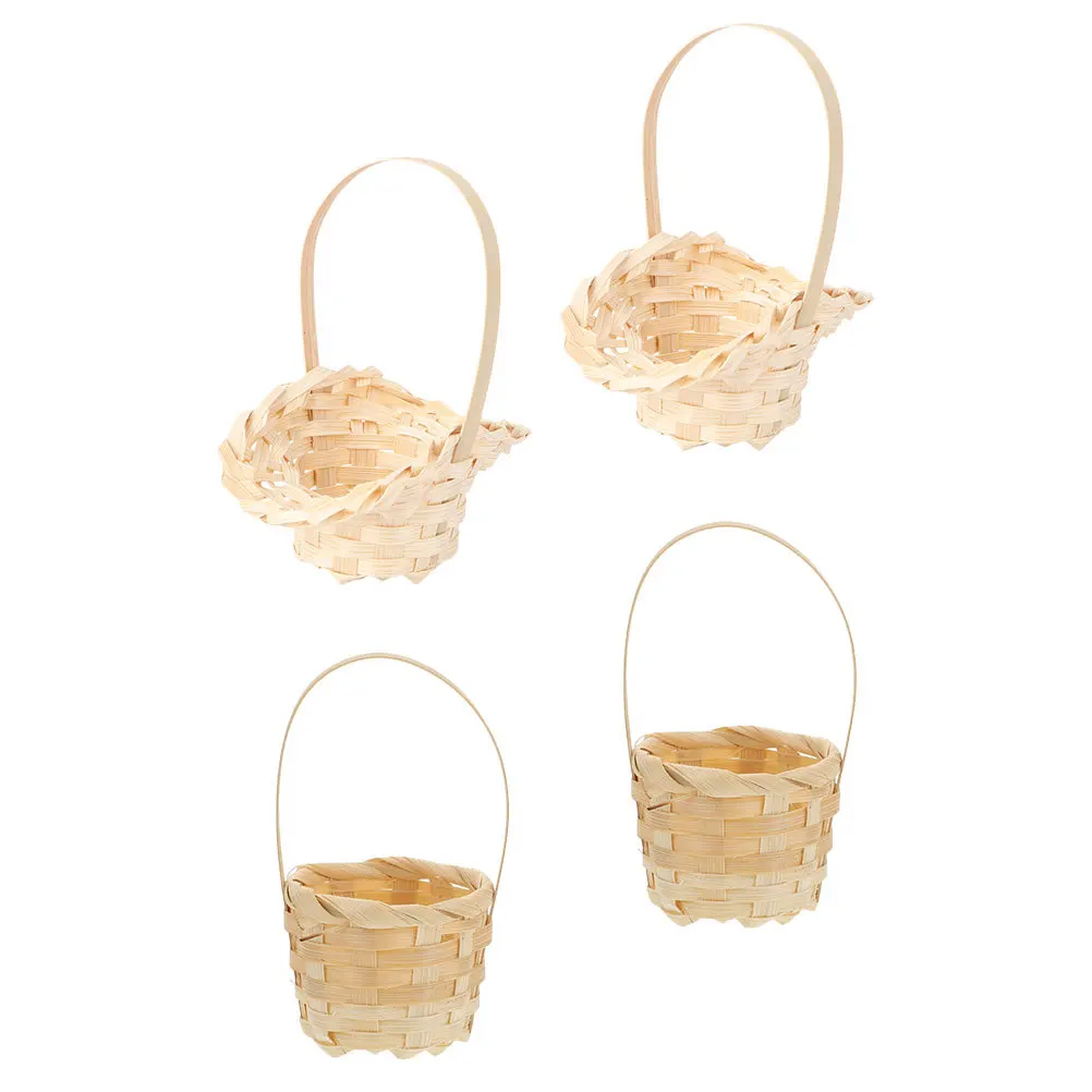 

4Pcs Elegant Bamboo Woven Basket Lightweight Floral Arrangement Holder for Home Decoration Flower Basket Flower Holder