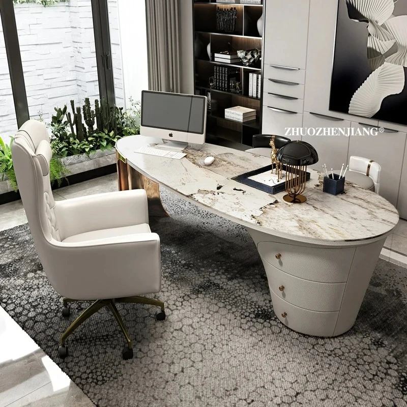 Light luxury post-modern simple Nordic, study writing desk computer desk integrated household slate