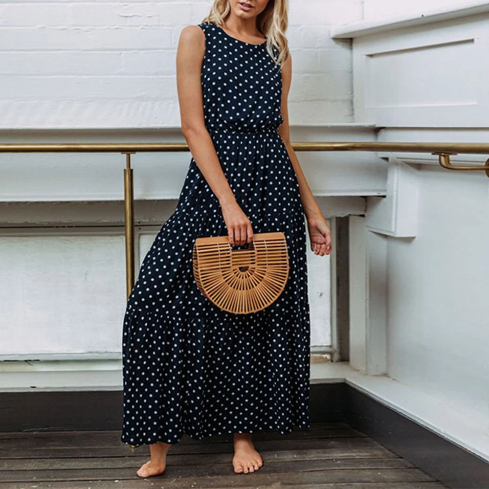 Mia Muse платья летние французские элегантные модные платья в горошек без рукавов с круглым вырезом трапециевидной формы миди отпускные платья для женщин