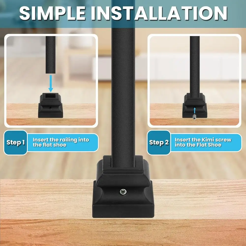 Satin Black Flat Shoe with Screw for 1/2 Square Balusters, 30-Pack