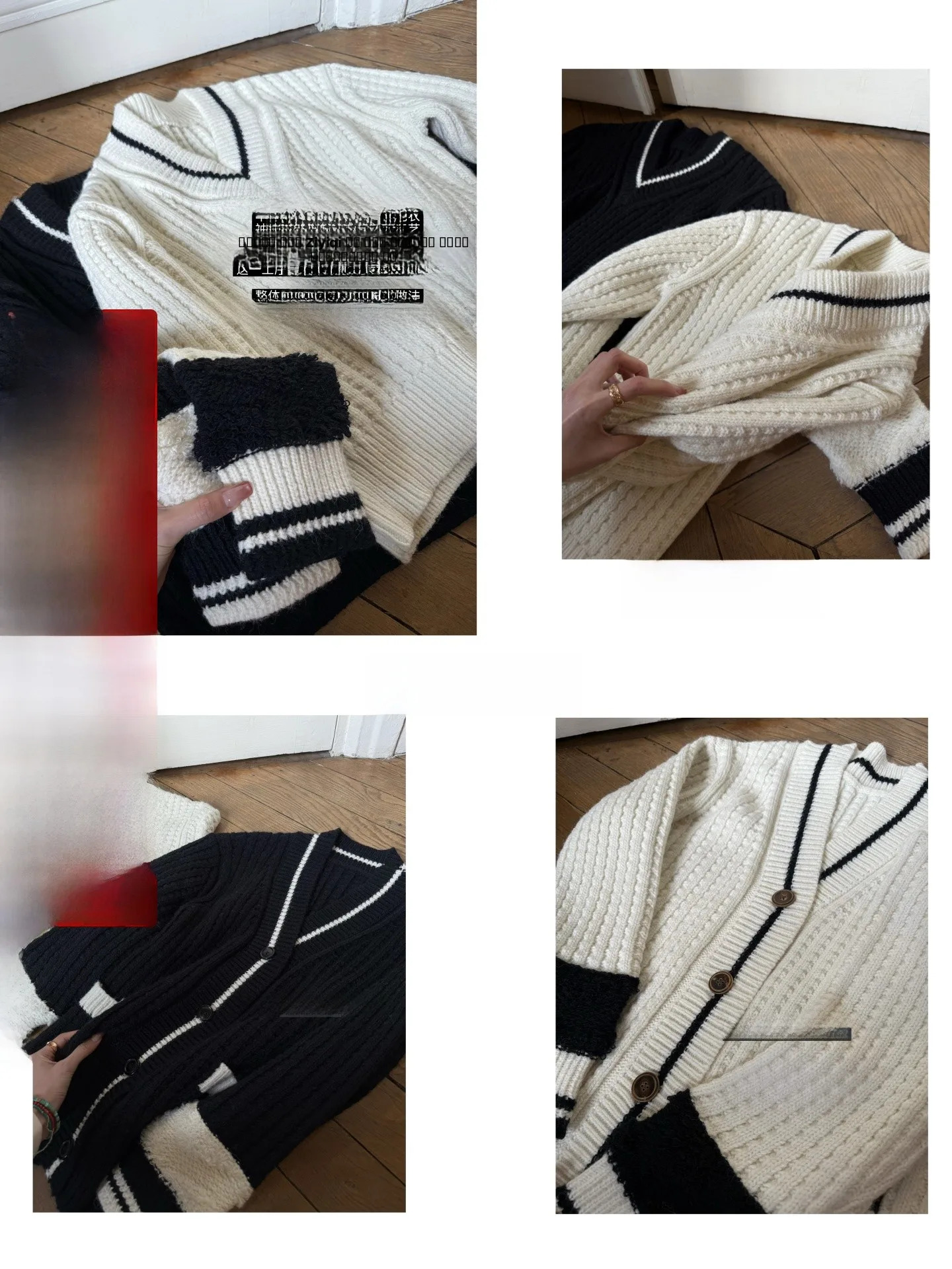 

Heavyweight Wool Blend Sweater Knitted Cardigan Double Version Towel Embroidery Thien Long Sve V-Ne Warm Casual Sle