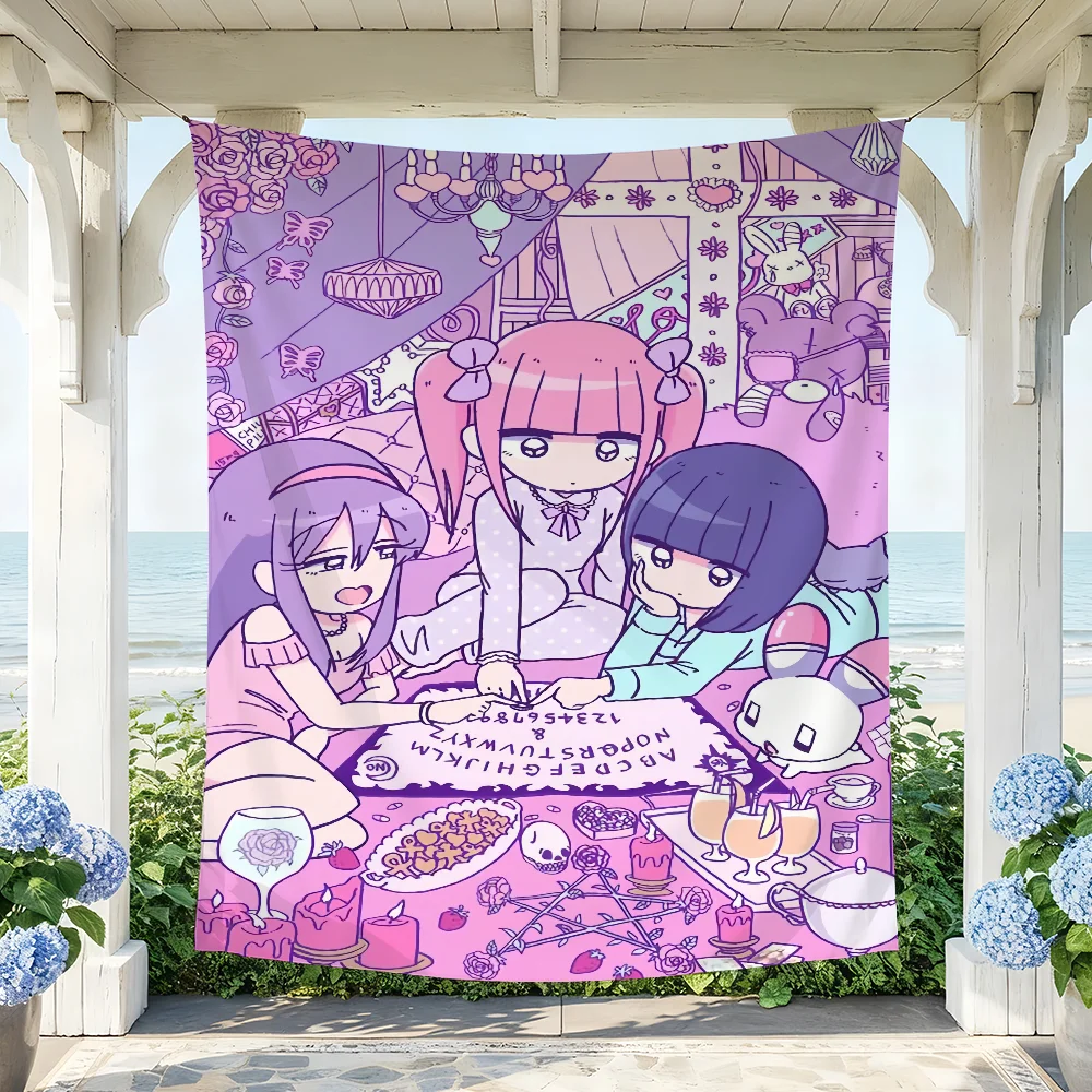 Yami Kawaii Menhera Chan flag For Party Picnic Camping Studio Booth Background Wall Interior Decoration Banner