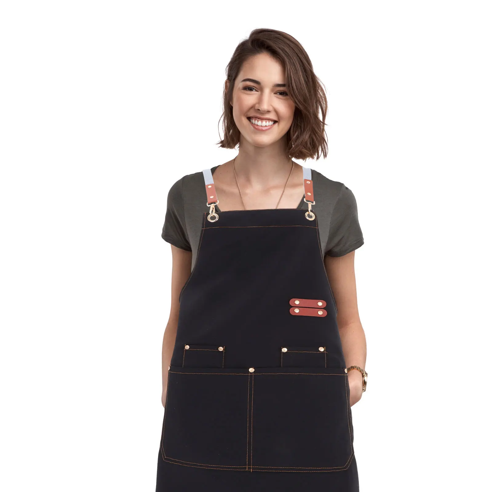 

Waterproof Canvas Apron Grill Gardening Tool Pocket Woodworking Picnic Cooking Mens Long Oil Proof Coverage