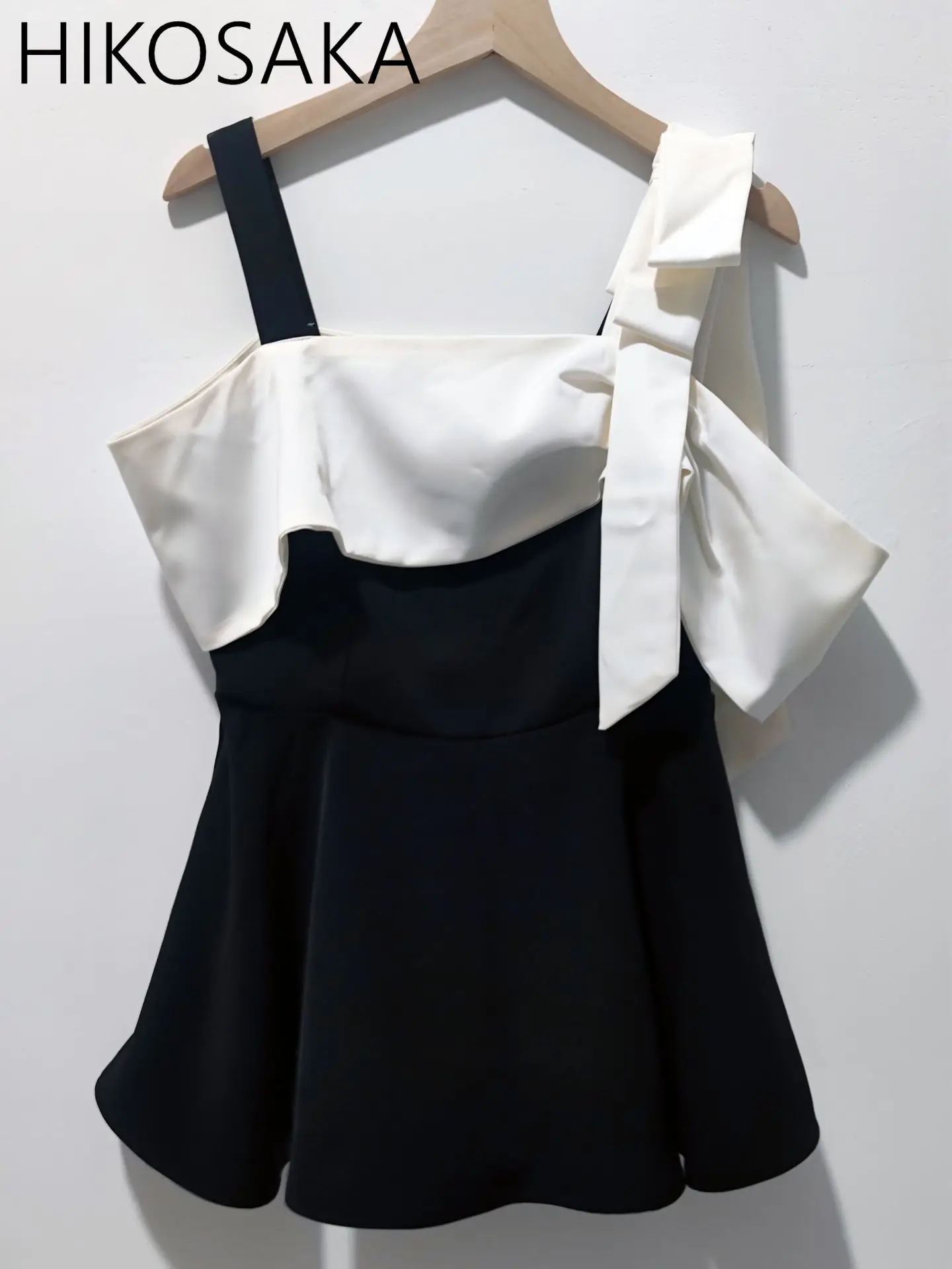 

Fashion Contrast Color Patchwork Design Camisole Top Casual Commuter Vintage Literary Shirts Japan Bow Slash Neck Slim Blusas