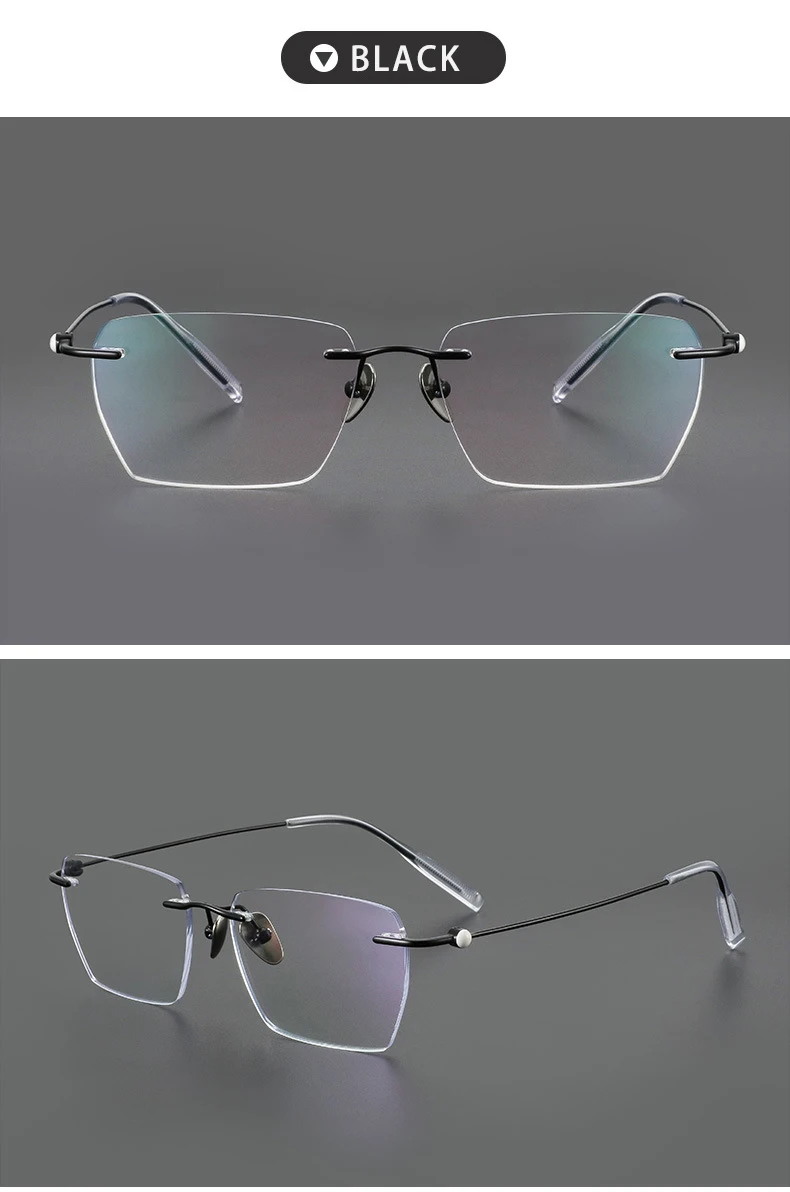 Mode randlose Business-Brillen ultraleichte Brillen aus reinem Titan große Luxus brillen Männer optische verschreibung pflicht ige Brillen – Detail 11